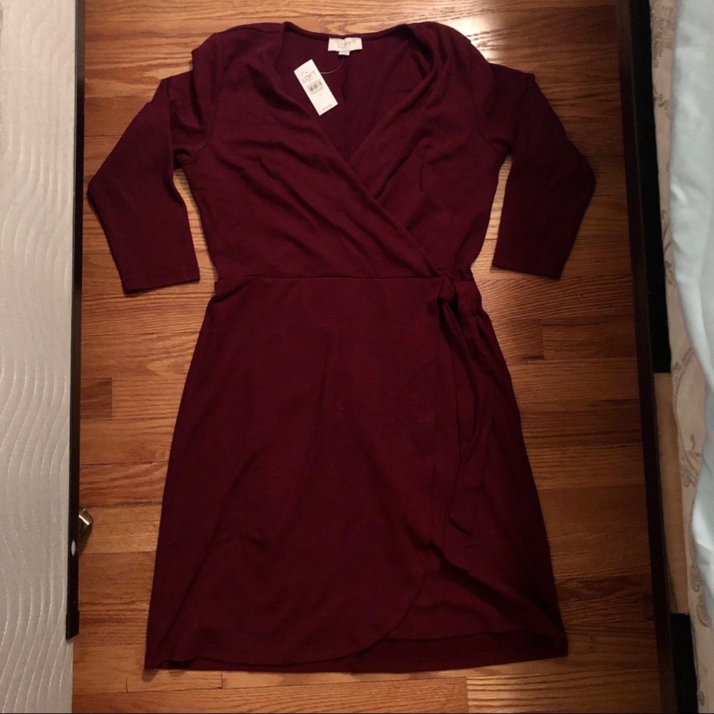 NWT LOFT Maroon Wrap Dress